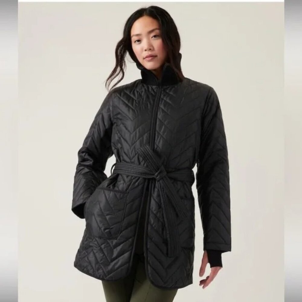 ATHLETA Women's Mendocino Coat Size XL In Black